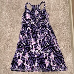 Glamour Abstract Purple and Black Midi Dress